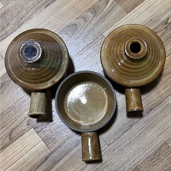 Ceramic Soup Bowls with Handles Casserole Pot With Lid Heat-Resistant (3 Pieces) - Picture 2 of 10